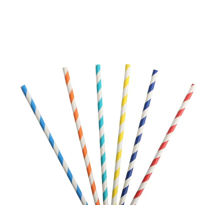 Striped Green Wrapped Paper Straws
